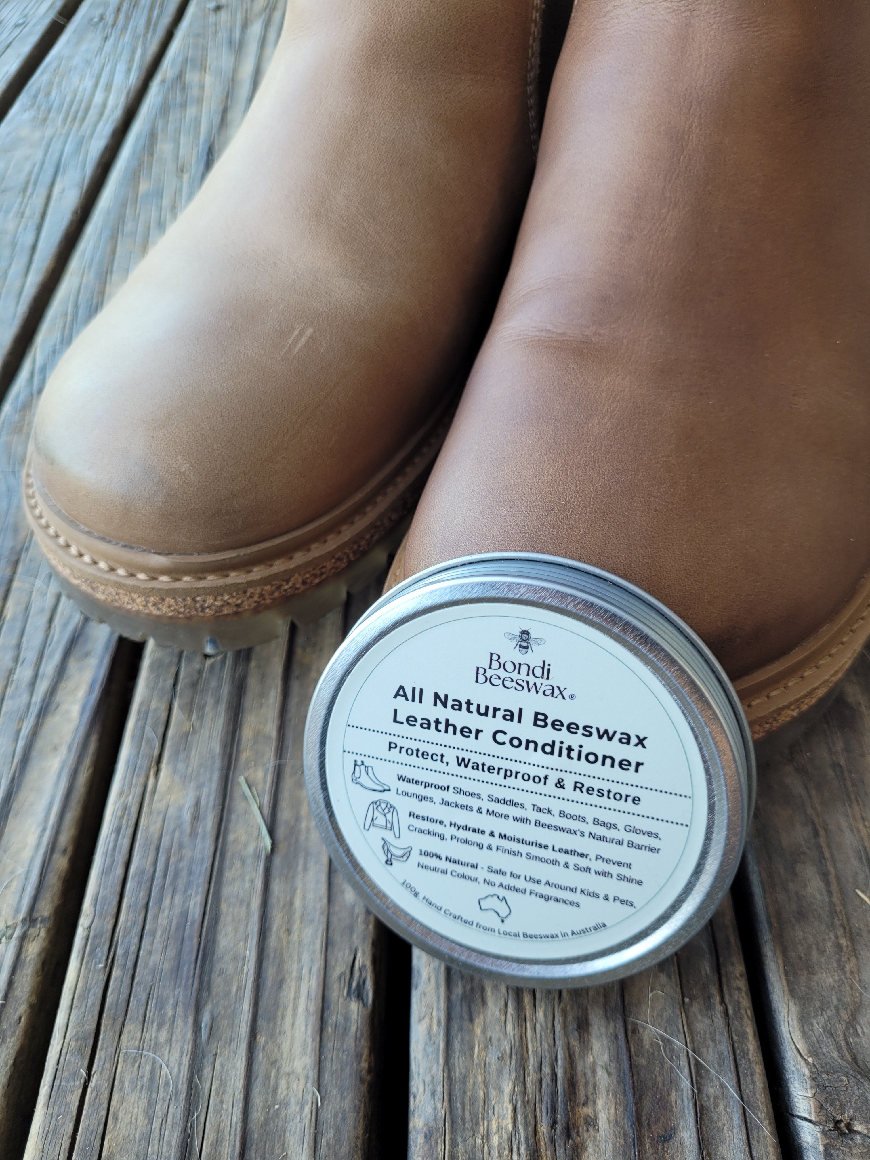 Polished birkenstock leather protected by Beeswax 