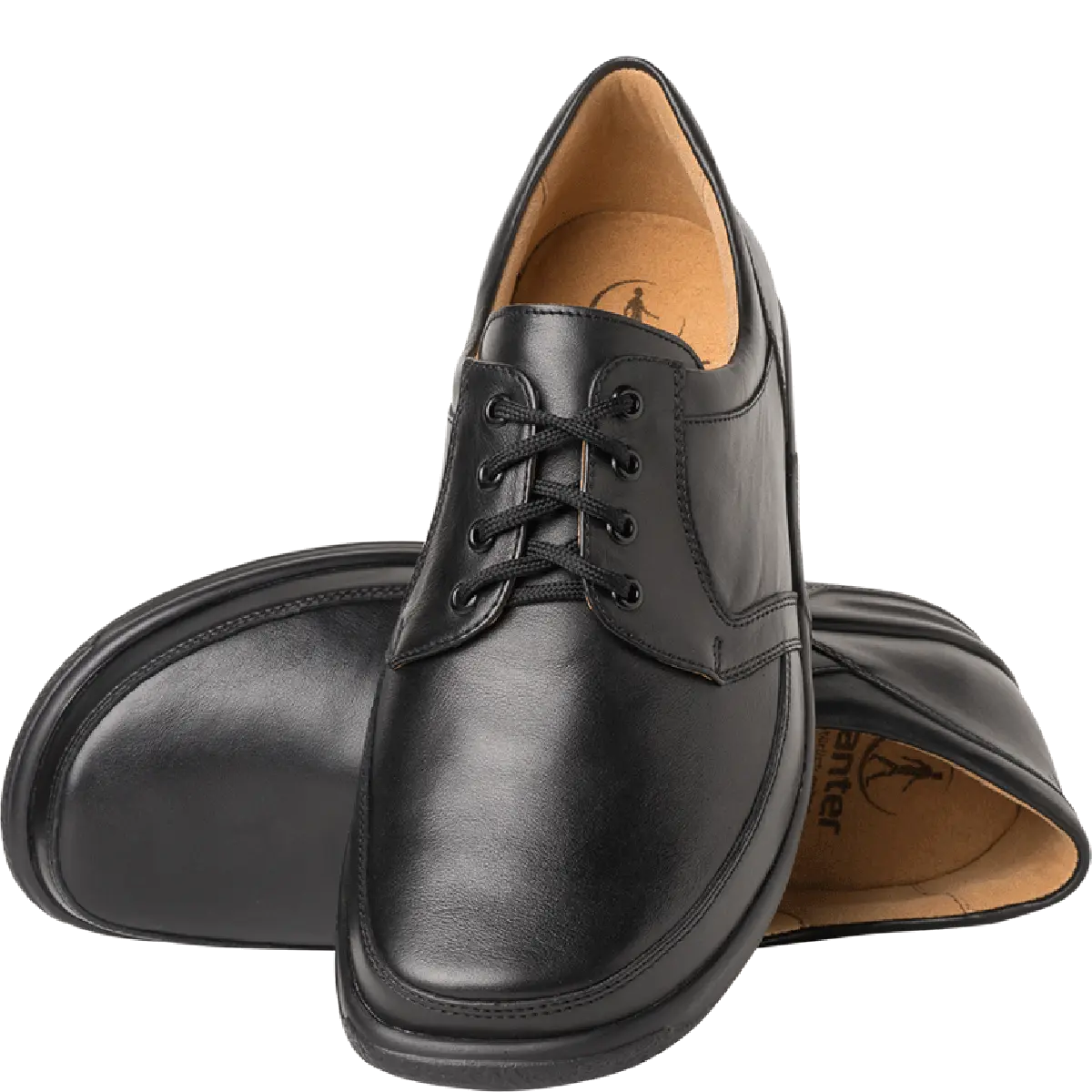 Ganter Kurt Black Laceups Leather Wide(K) Fit