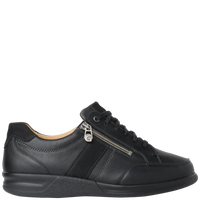 Ganter Kurt Laceup/Zip Black Leather Wide(K)