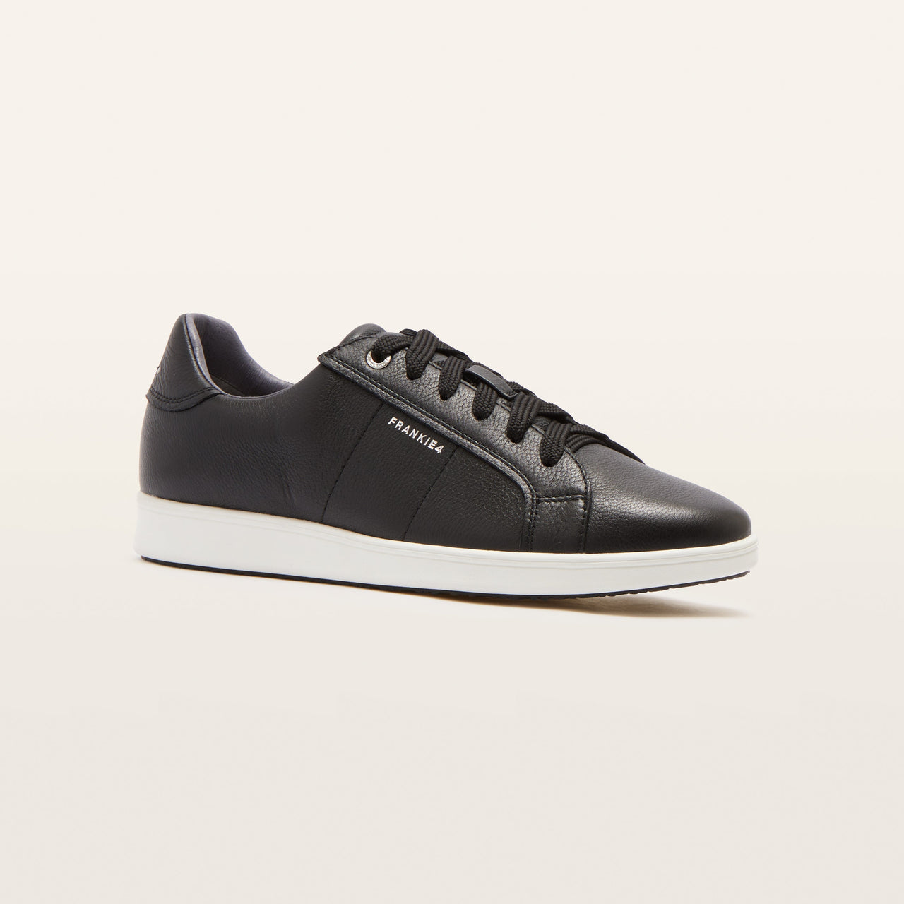 Jackie V Black Tumbled Leather Sneakers