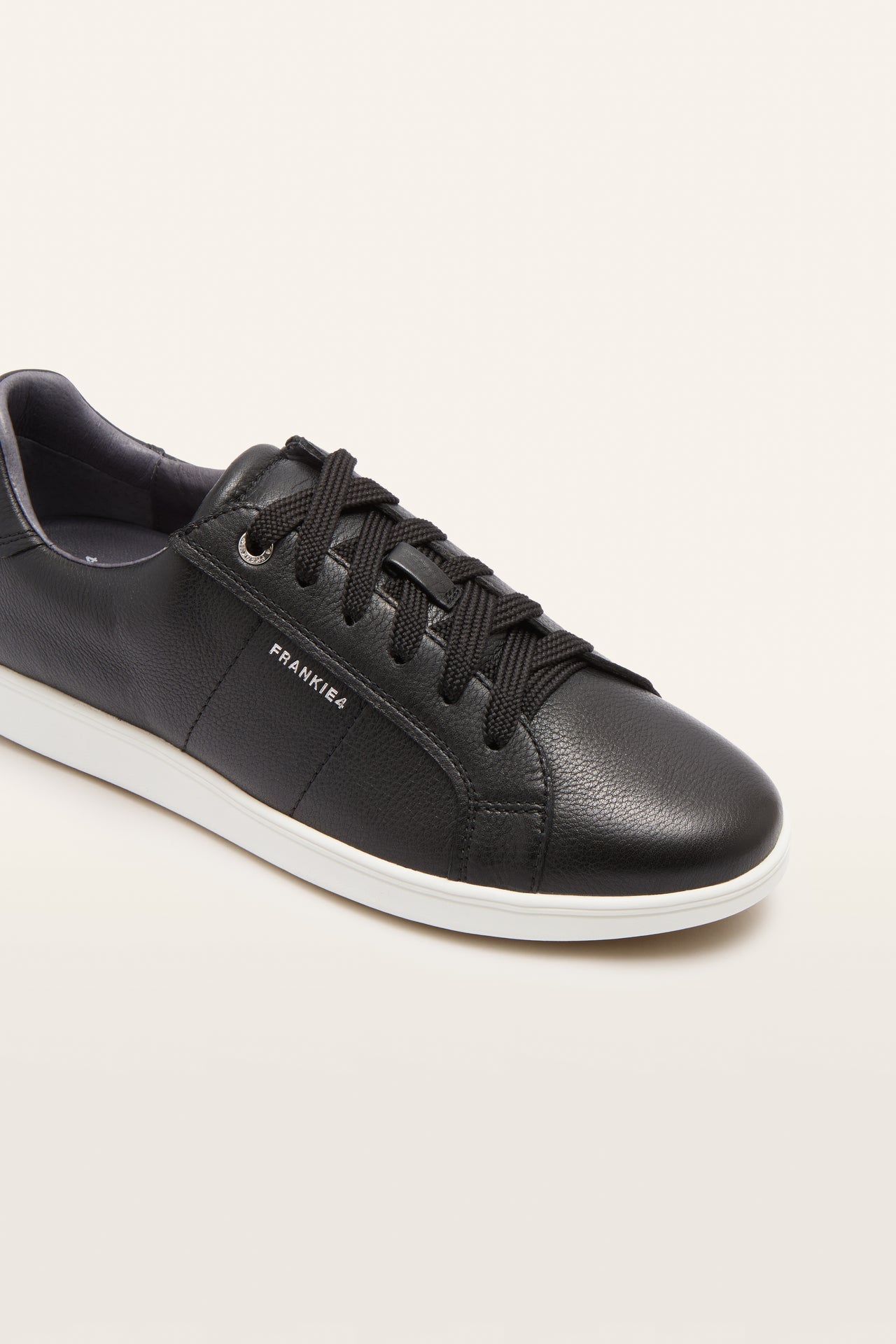 Jackie V Black Tumbled Leather Sneakers