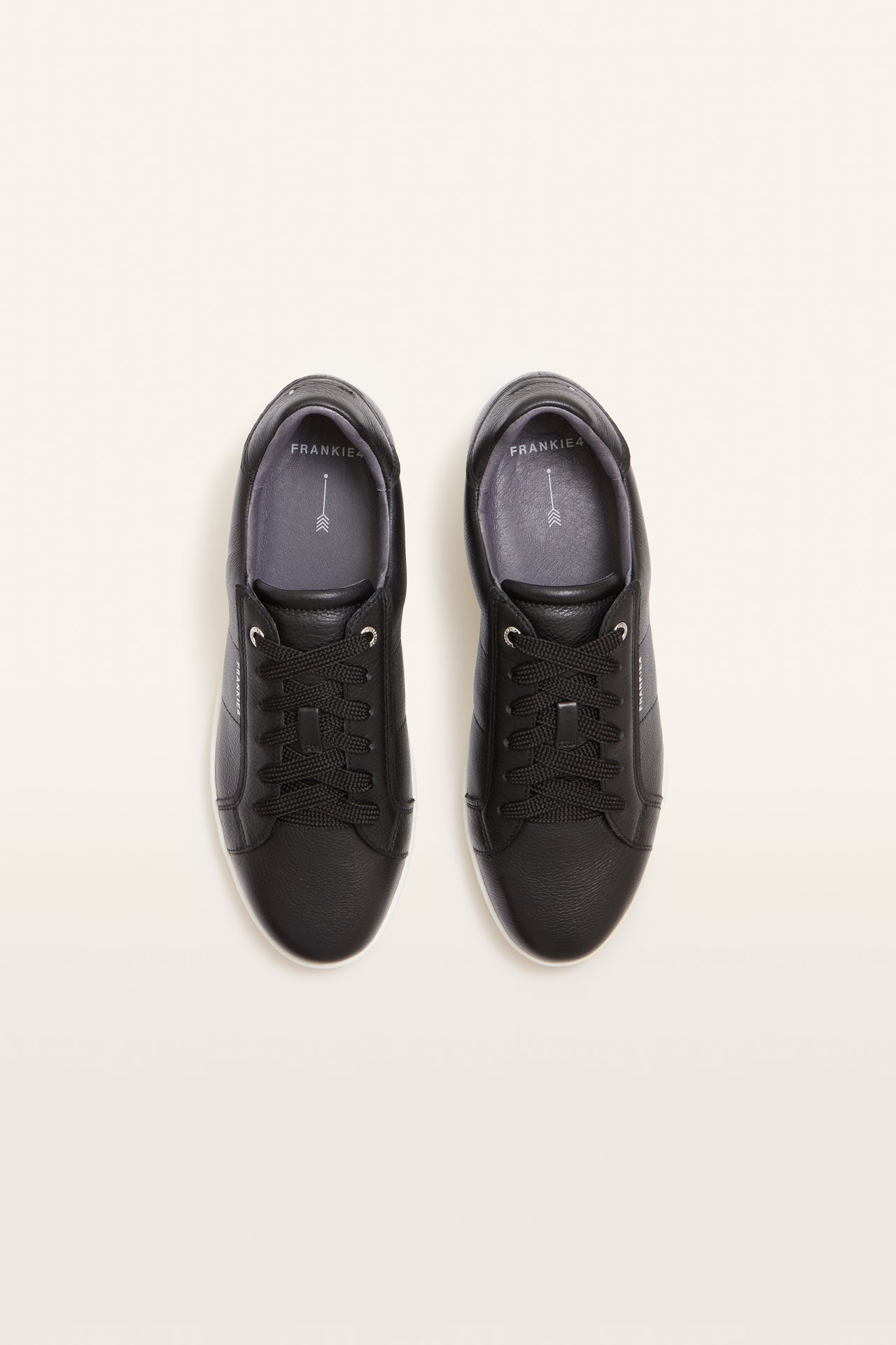 Jackie V Black Tumbled Leather Sneakers