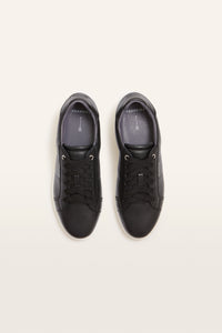 Jackie V Black Tumbled Leather Sneakers
