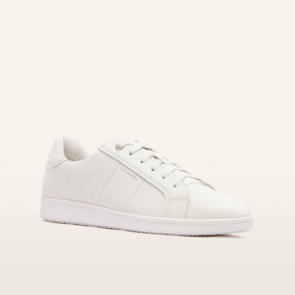 Jackie V White Tumbled Leather Sneakers