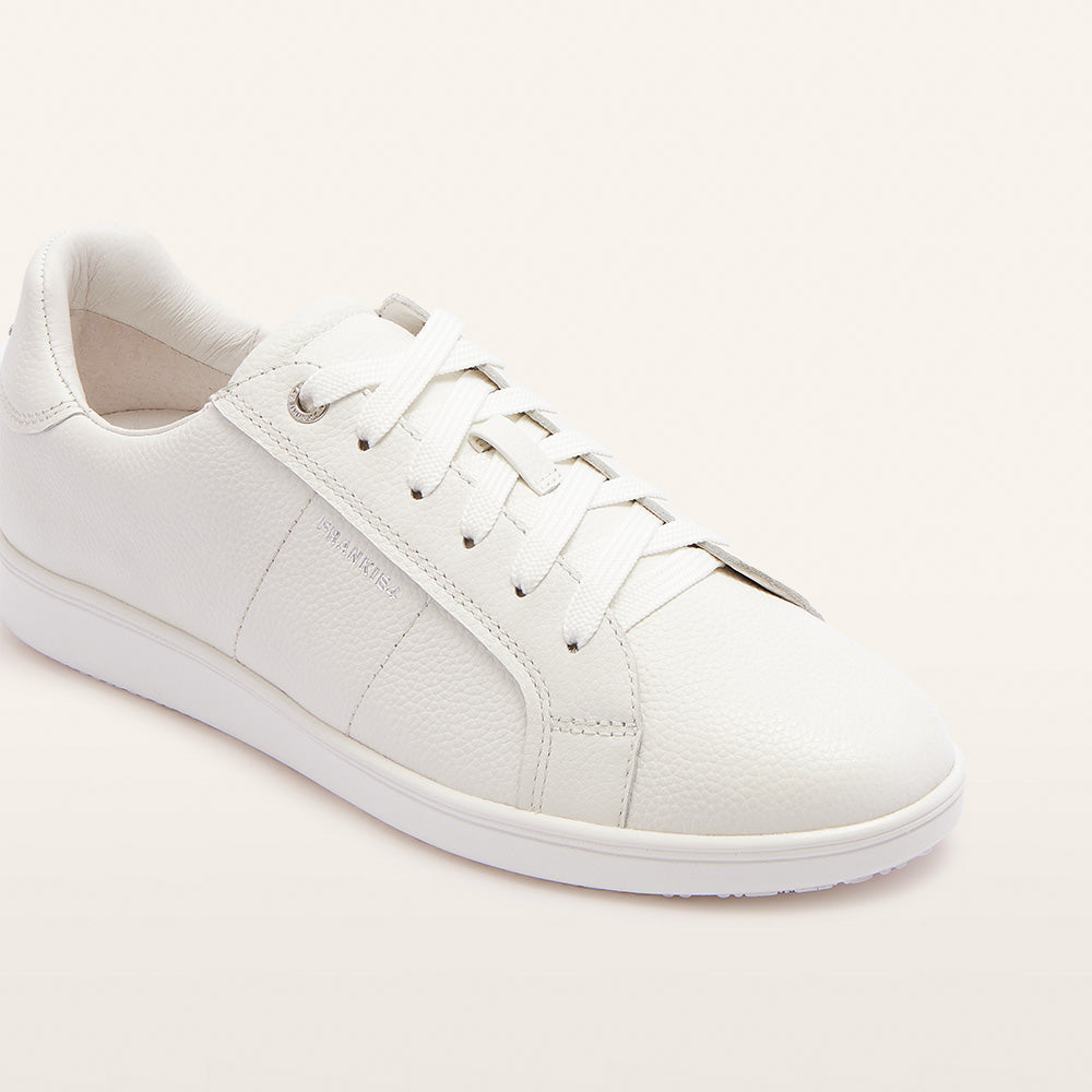 Jackie V White Tumbled Leather Sneakers