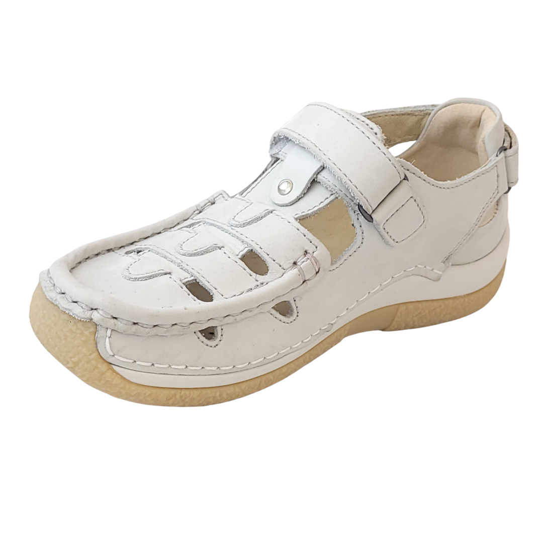 Wolky Offwhite Esperanza Leather Sandal | Closed Toe