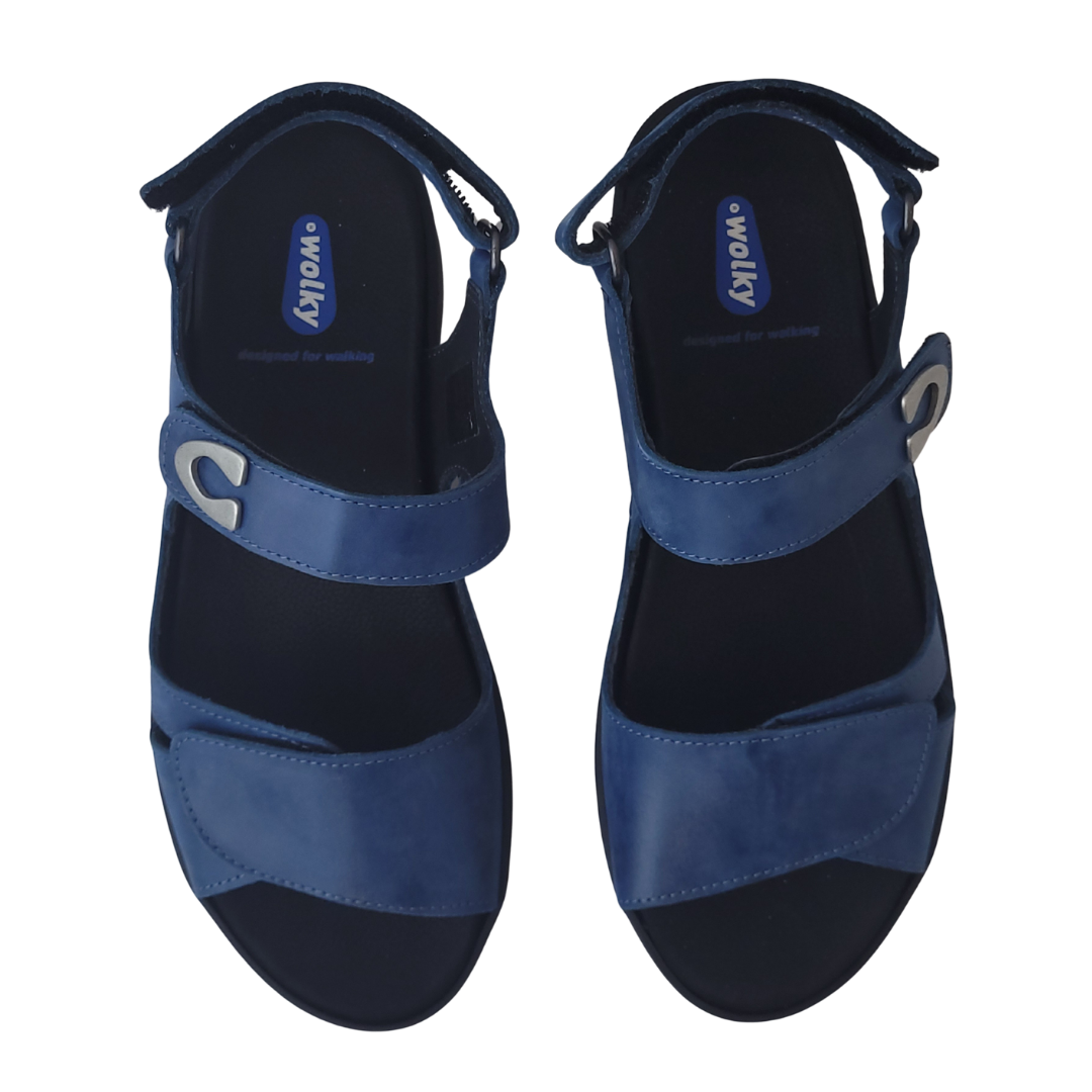 Wolky Atlantic Blue Medusa Leather Sandal