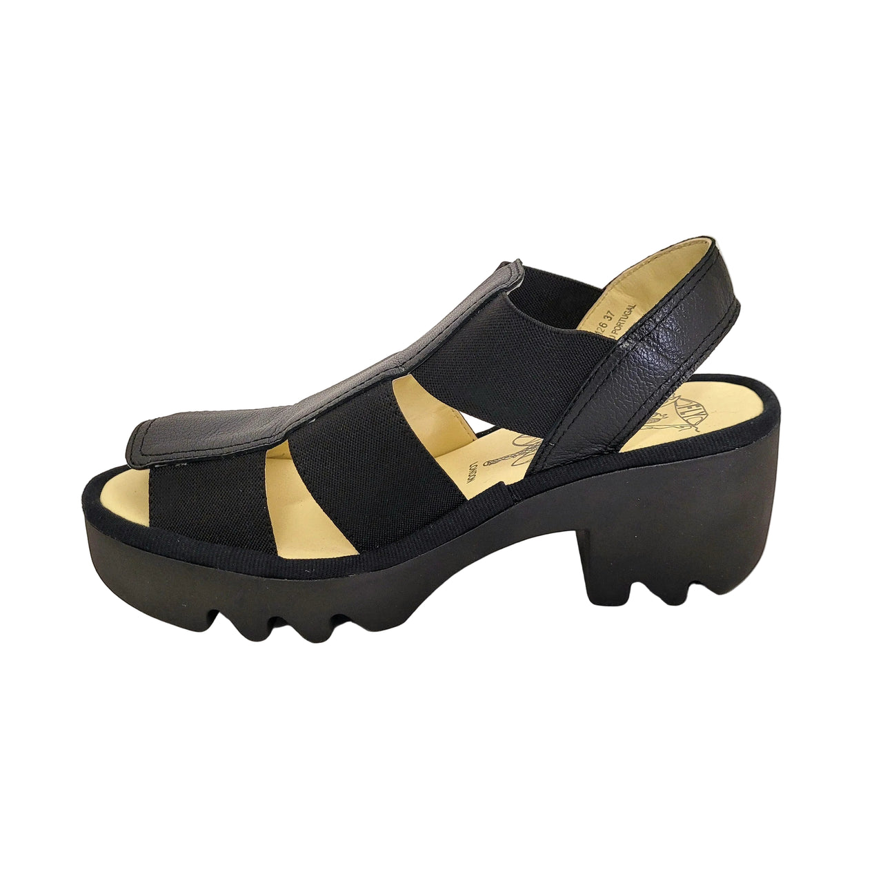 TEEV615FLY Black Leather Sandals
