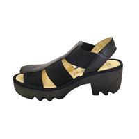 TEEV615FLY Black Leather Sandals