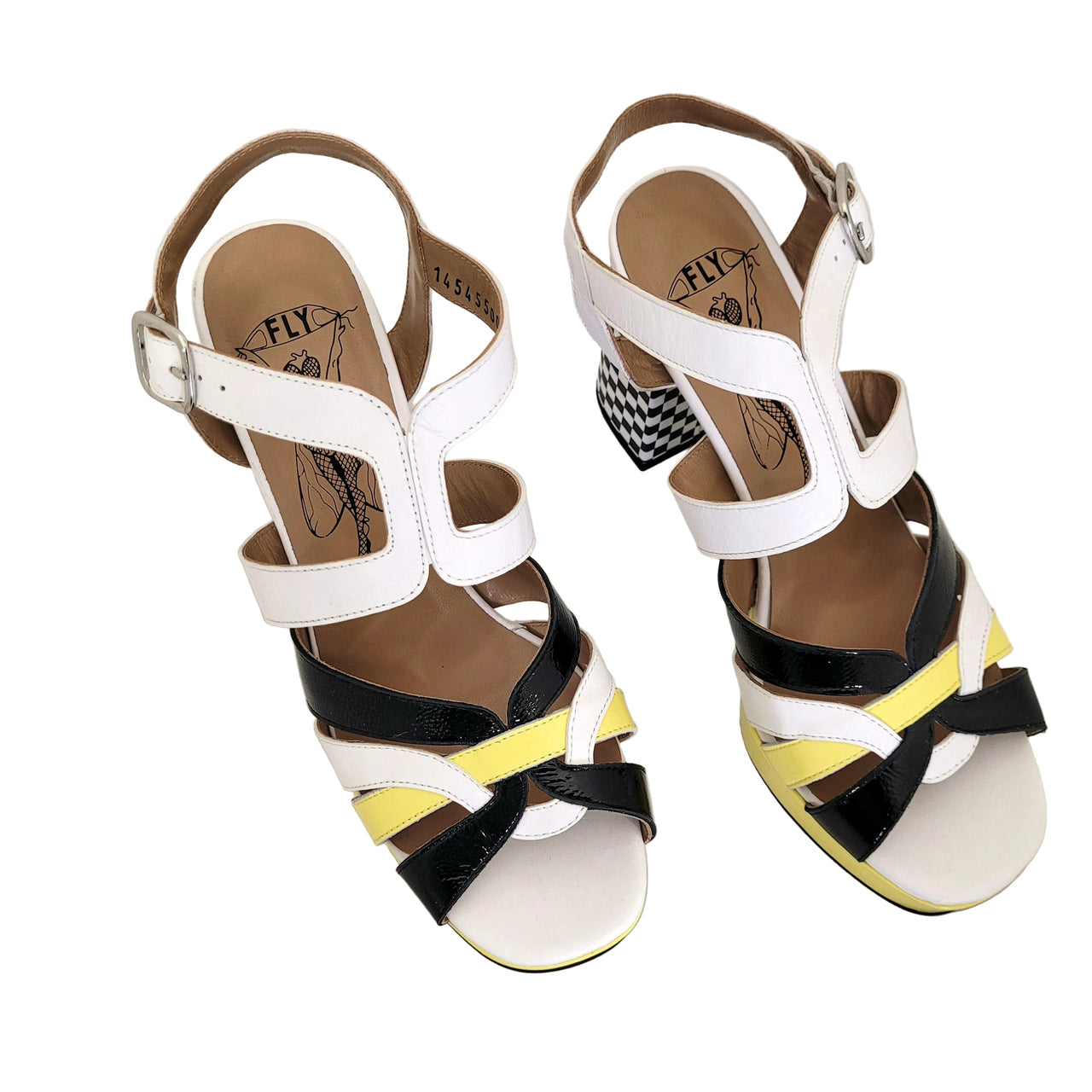 ETIR455FLY White/ Black Patent Leather Heels