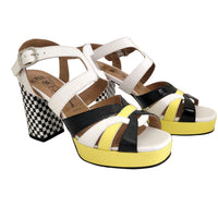 ETIR455FLY White/ Black Patent Leather Heels
