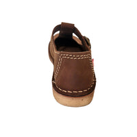 Back view of the Duckfeet Lolland cocoa leather Mary Jane, showing stitched heel panel and pale flat sole