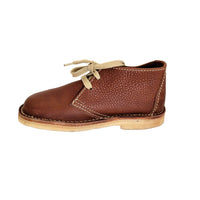 Side profile of Duckfeet Helsingor nut brown leather lace-up boot with contrast stitching