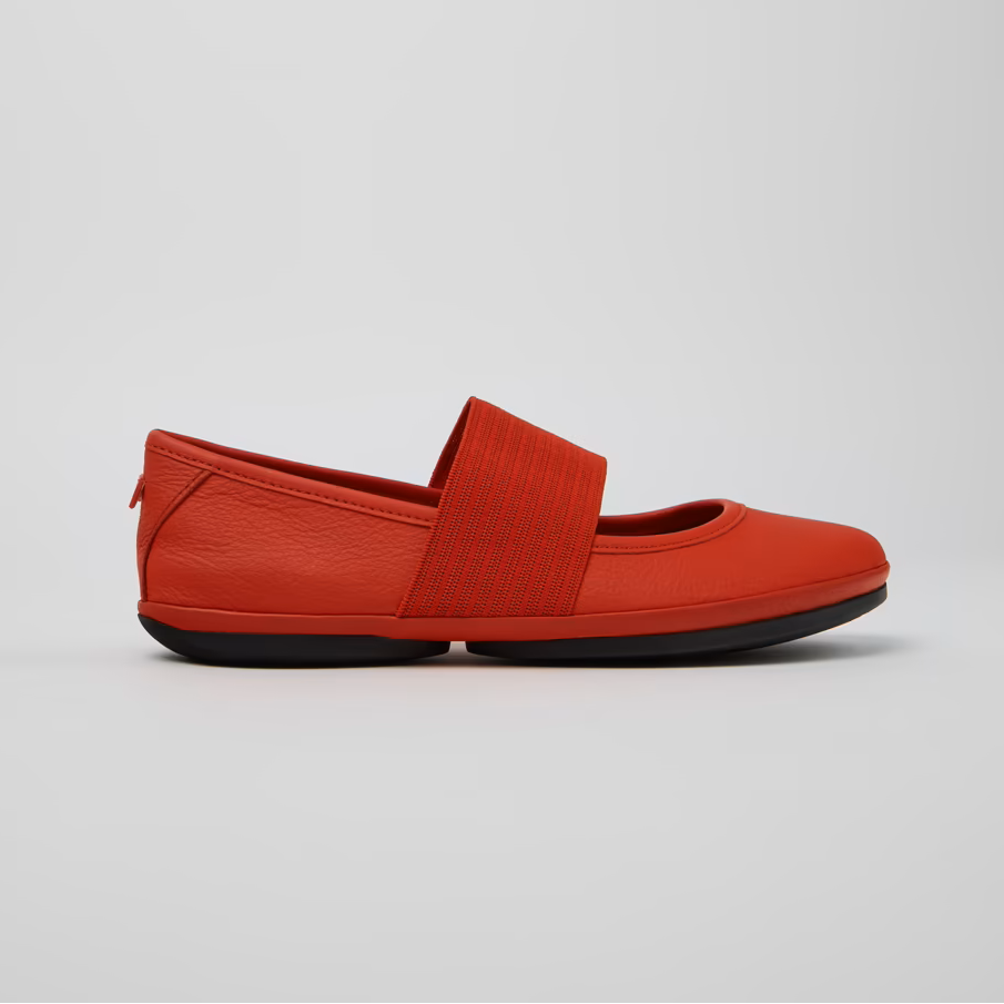 Camper Right Nina Red Leather Ballet Flat