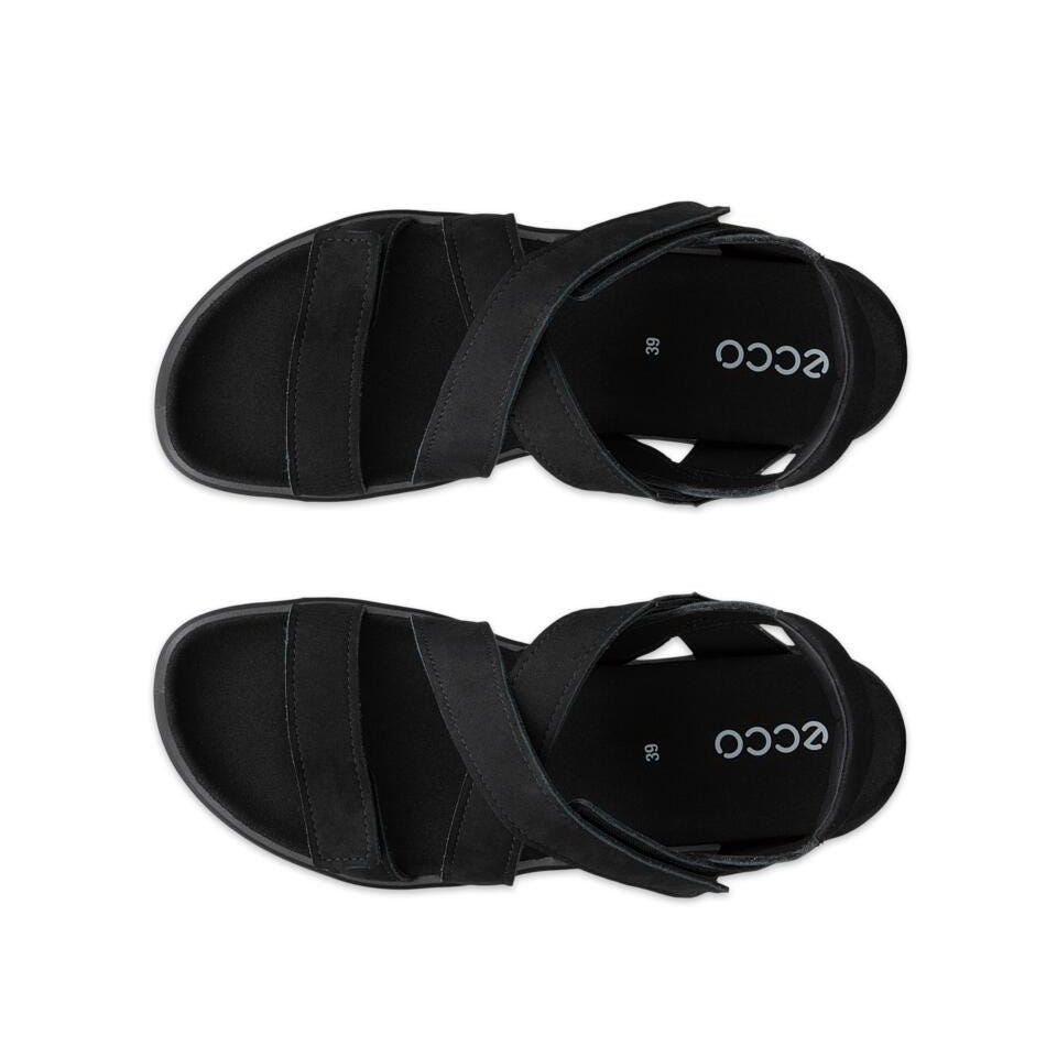 ECCO Soft Black Leather Sandals