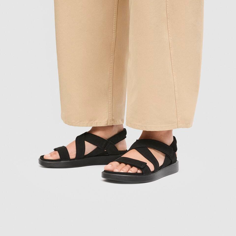 ECCO Soft Black Leather Sandals