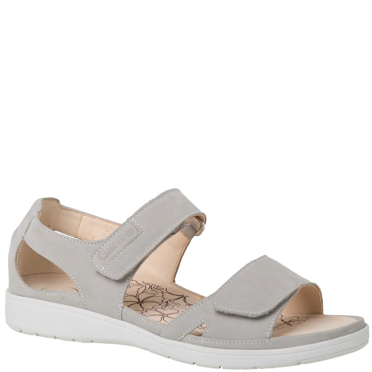 Ganter Gina Sandal Light Grey Leather Non Slip Wide(G) Fit