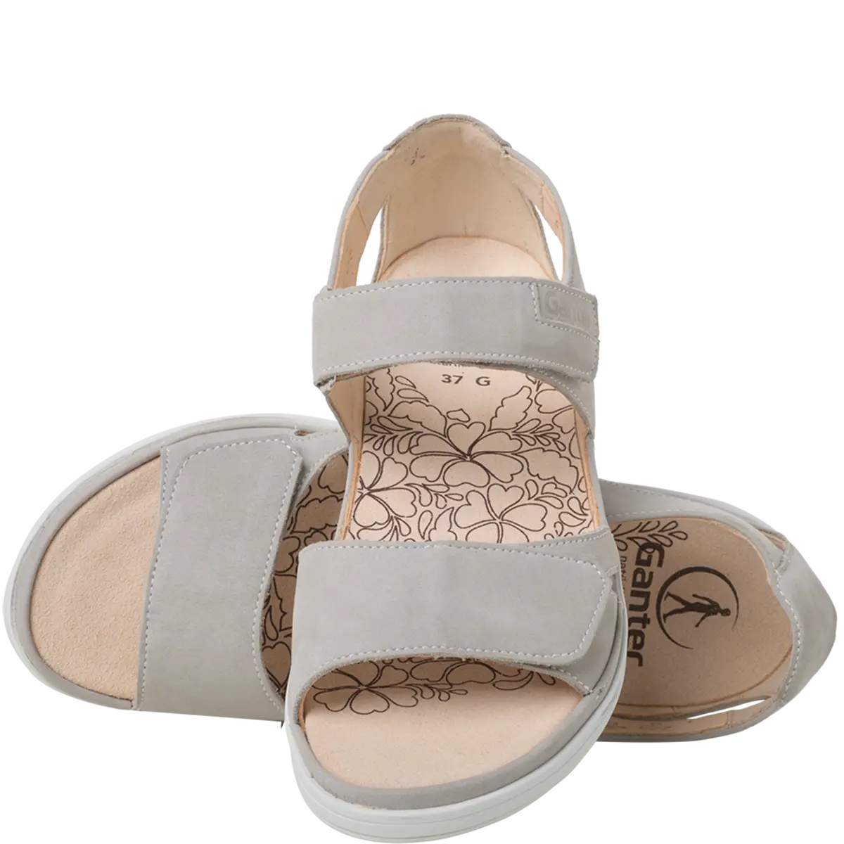 Ganter Gina Sandal Light Grey Leather Non Slip Wide(G) Fit