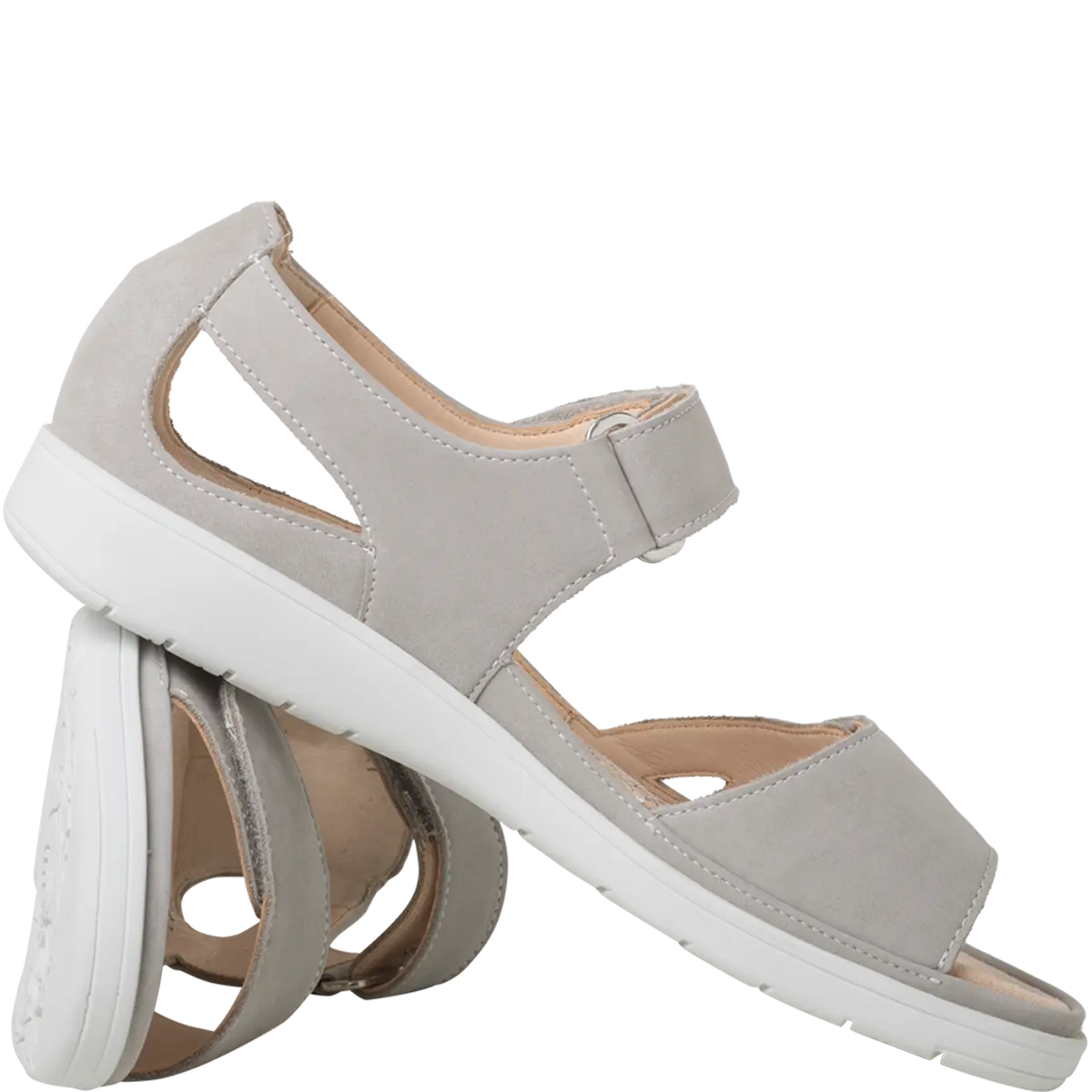 Ganter Gina Sandal Light Grey Leather Non Slip Wide(G) Fit