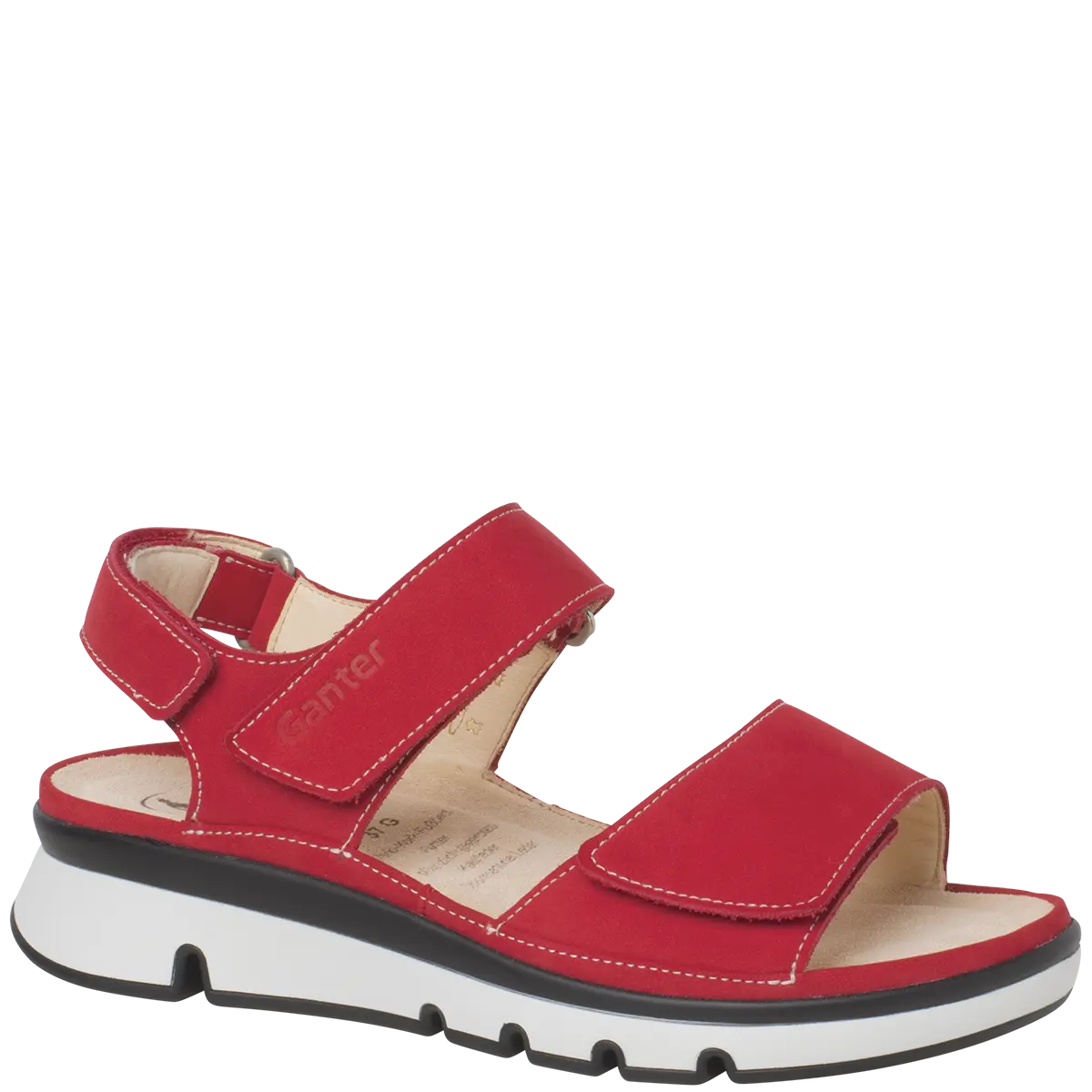 Ganter Gina Sandal Red Leather Wide(G) Fit