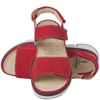 Ganter Gina Sandal Red Leather Wide(G) Fit