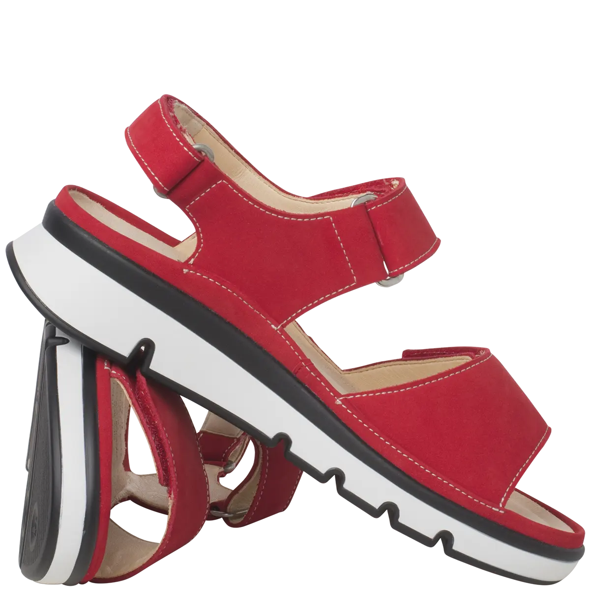 Ganter Gina Sandal Red Leather Wide(G) Fit