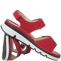 Ganter Gina Sandal Red Leather Wide(G) Fit