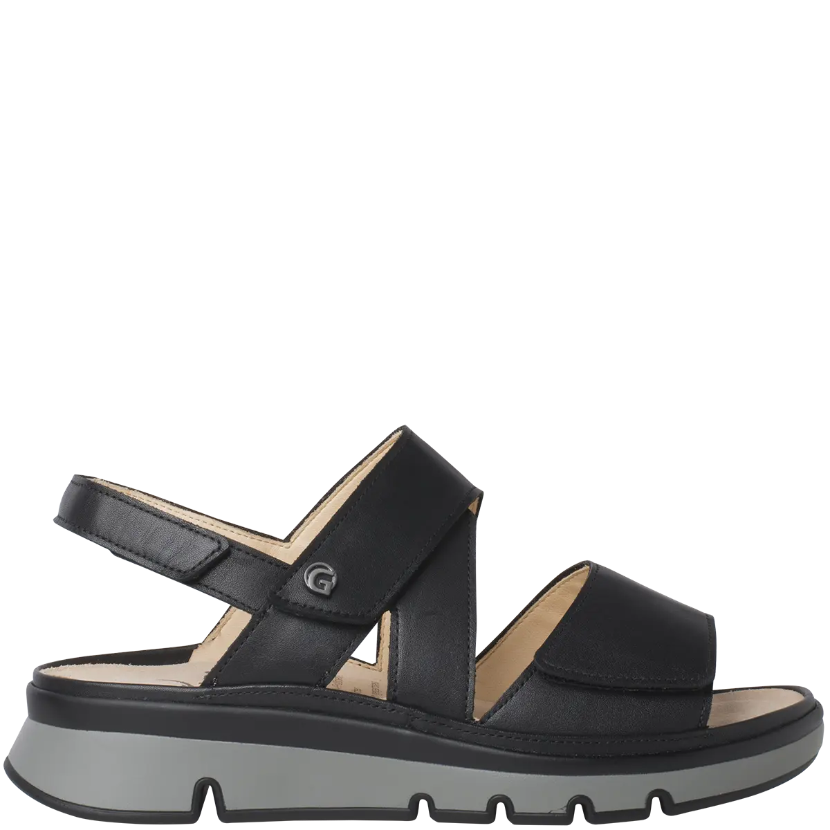 Ganter Gina Sandal Black Leather Wide(G) Fit