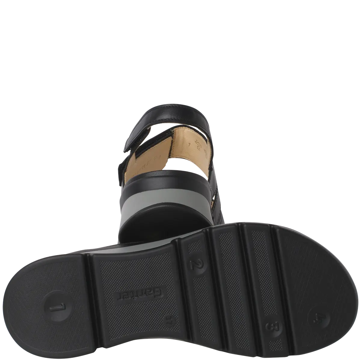 Ganter Gina Sandal Black Leather Wide(G) Fit