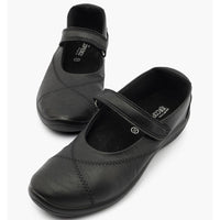 Pair of black shoes with velcro straps 