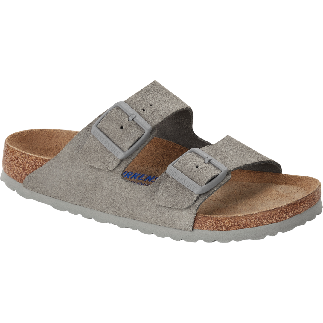 Arizona Soft Footbed Sandal Stone Coin Suede Leather Regular