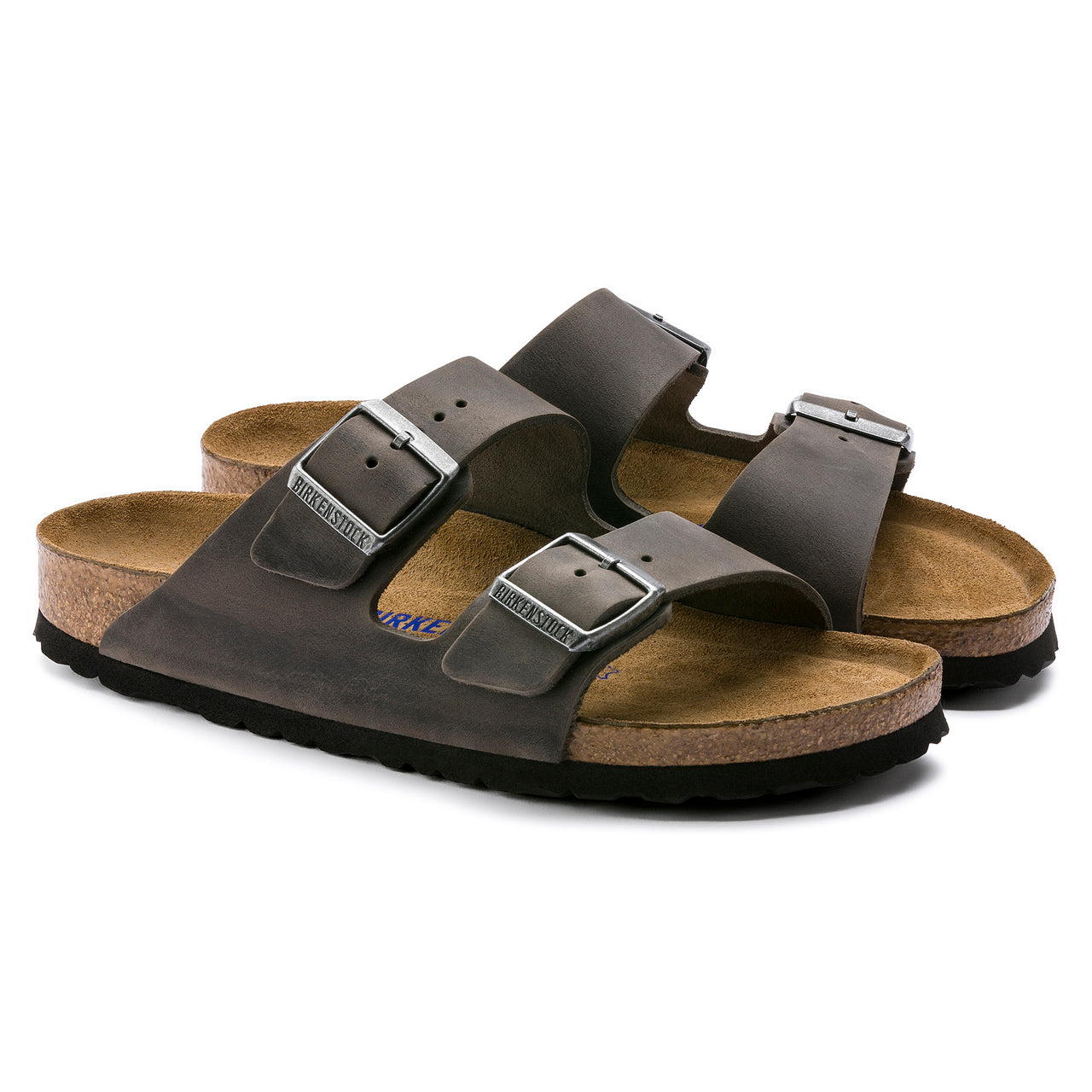 Arizona Soft Footbed Sandal Iron Oiled Leather Regular
