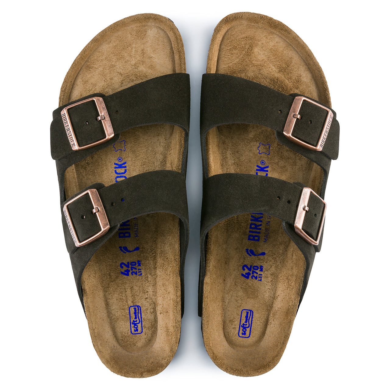 Arizona Soft Footbed Sandal Mocca Suede Leather Narrow