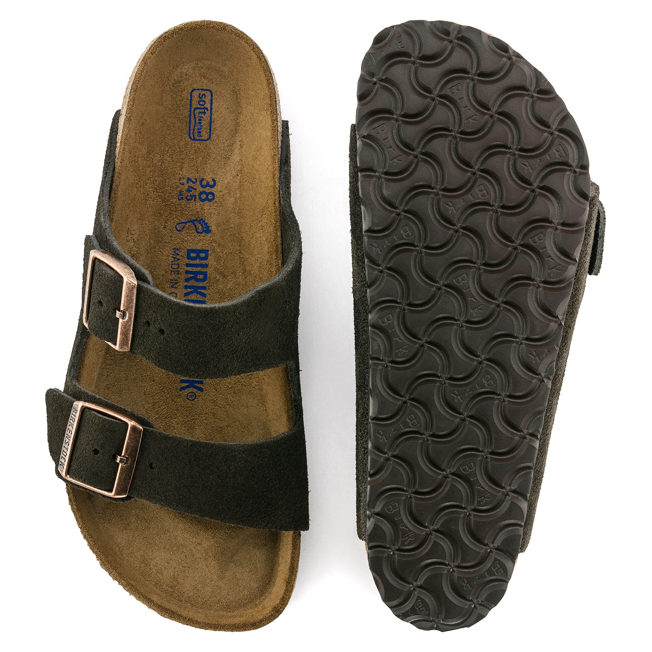 Arizona Soft Footbed Sandal Mocca Suede Leather Narrow