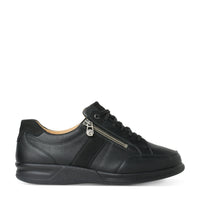 Ganter Kurt Laceup/Zip Black Leather Wide