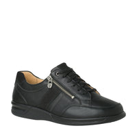 Ganter Kurt Laceup/Zip Black Leather Wide