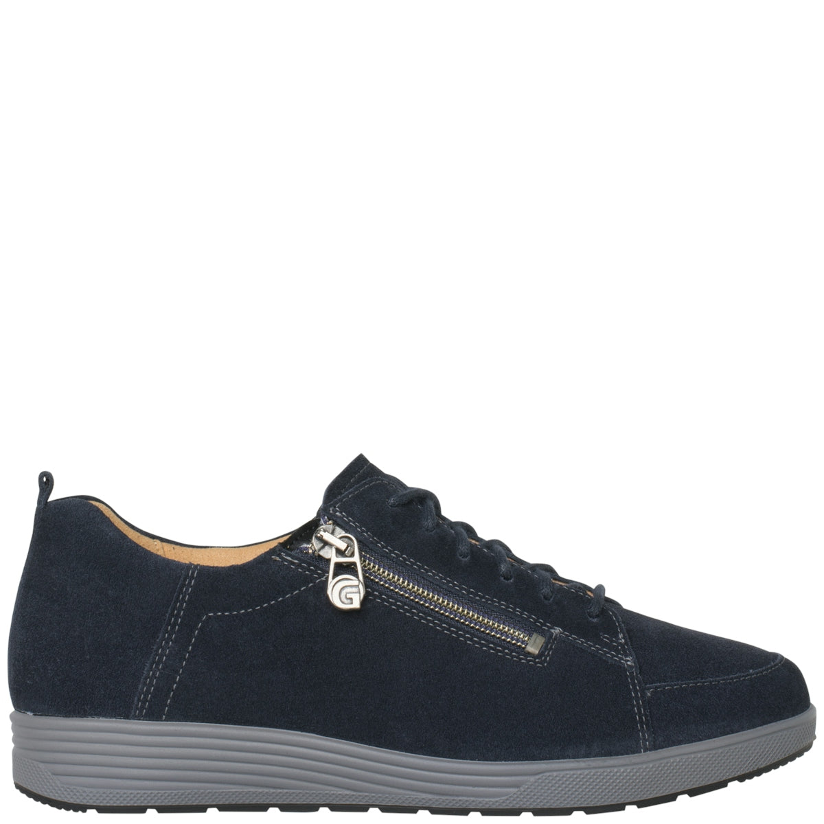 Ganter Klara Laceup/Zip Velour Dark Blue Sneaker