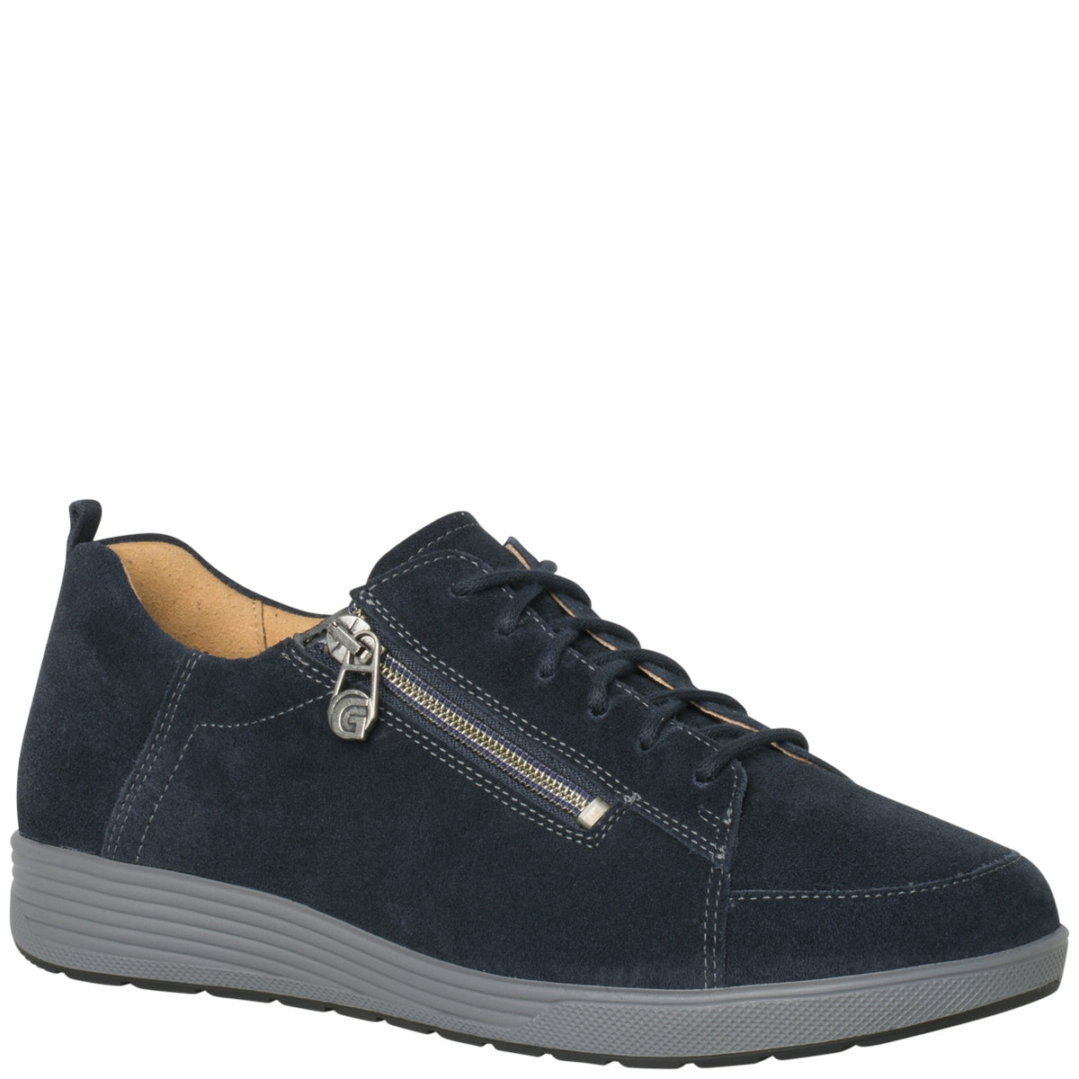 Ganter Klara Laceup/Zip Velour Dark Blue Sneaker