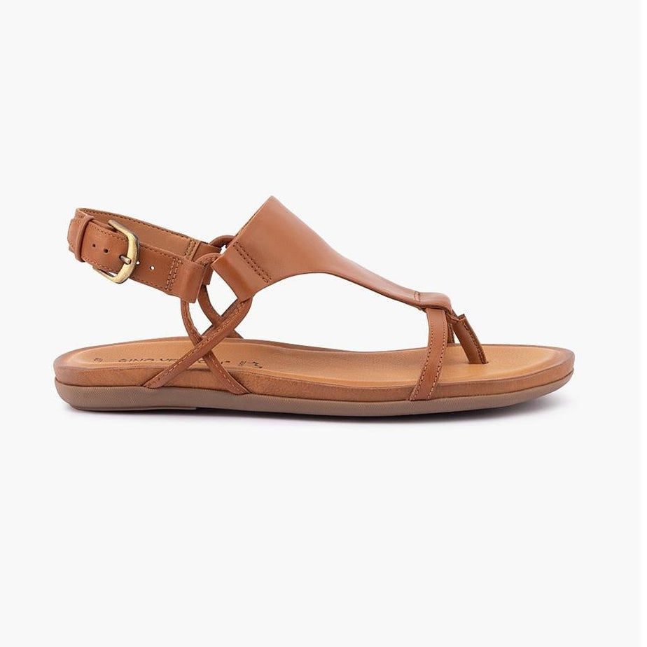 Brown sandal with a gold buckle 