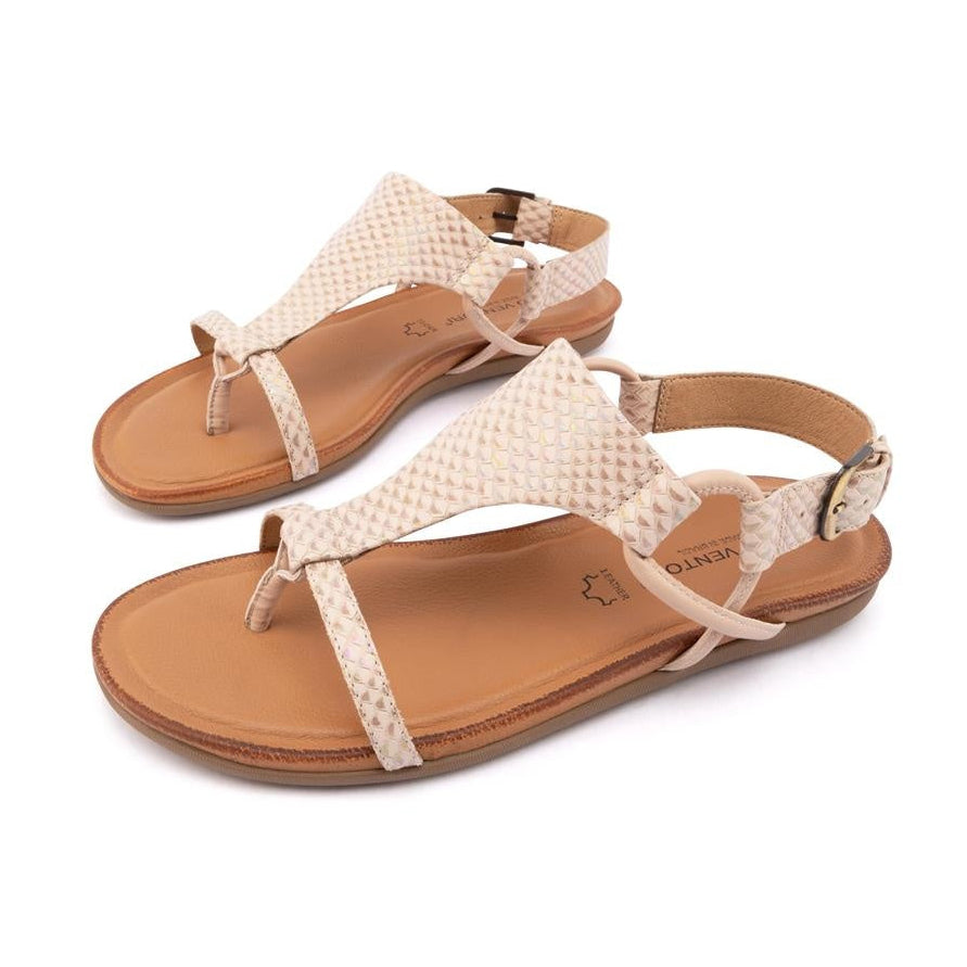 Pair of tan sandals with woven straps 