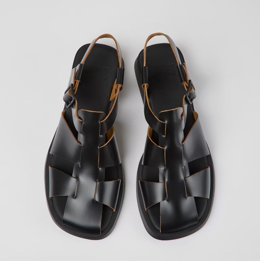 Camper Dana Black Leather Sandals