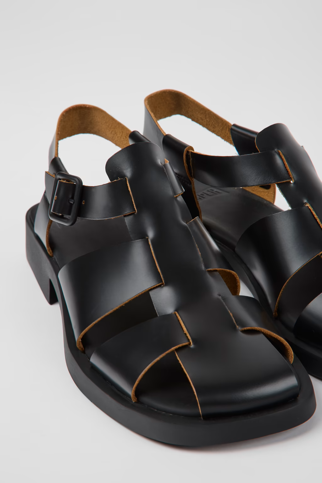 Camper Dana Black Leather Sandals