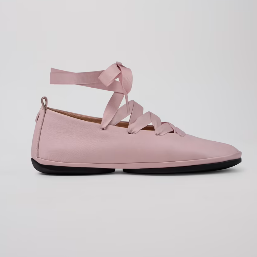 Camper Right Nina Pink Leather Ballet Flat