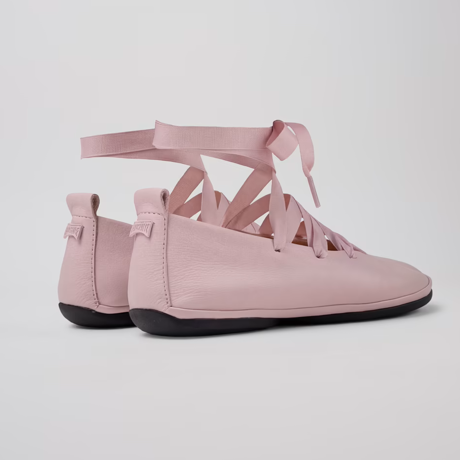 Camper Right Nina Pink Leather Ballet Flat
