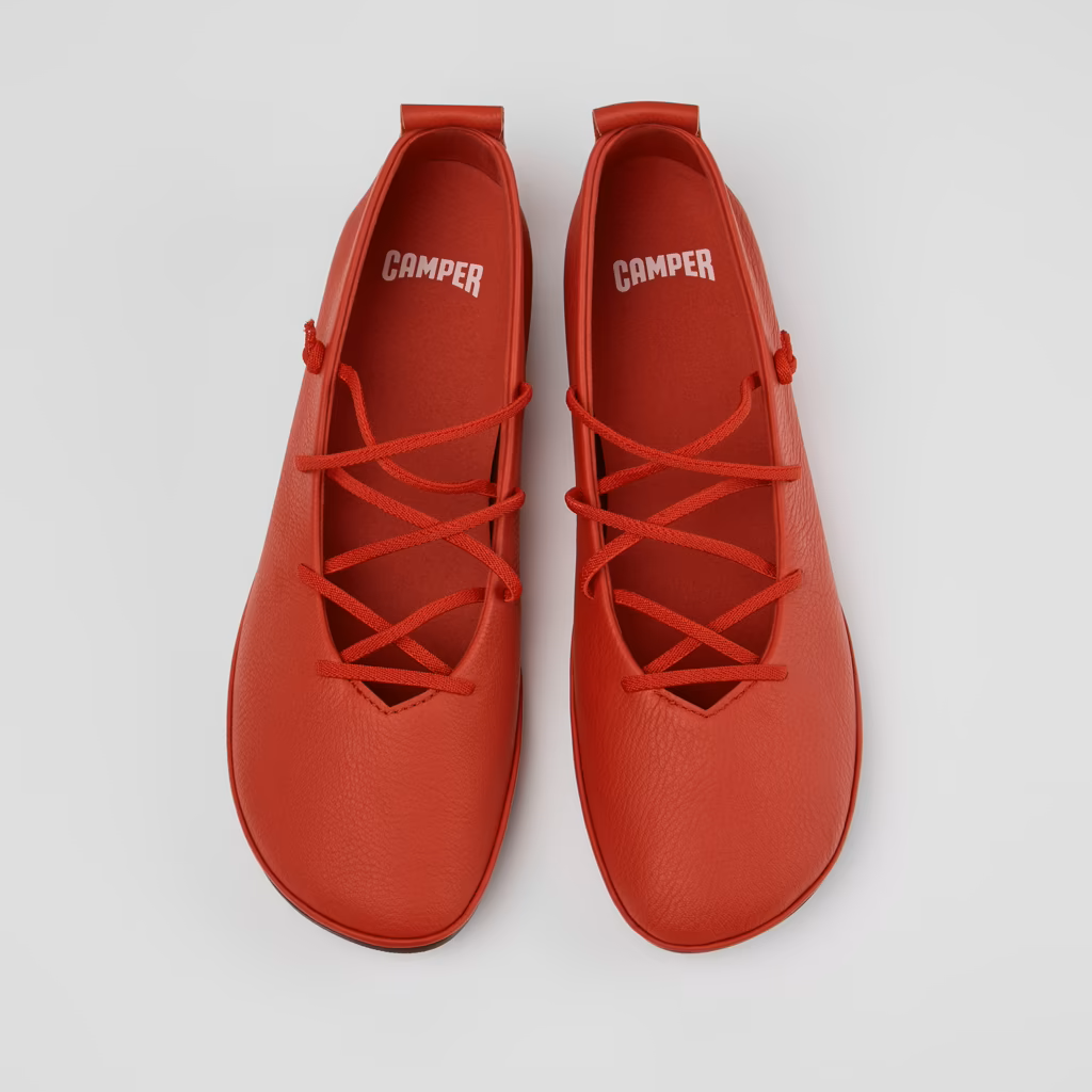 Camper Right Nina Red Leather Ballet Flat