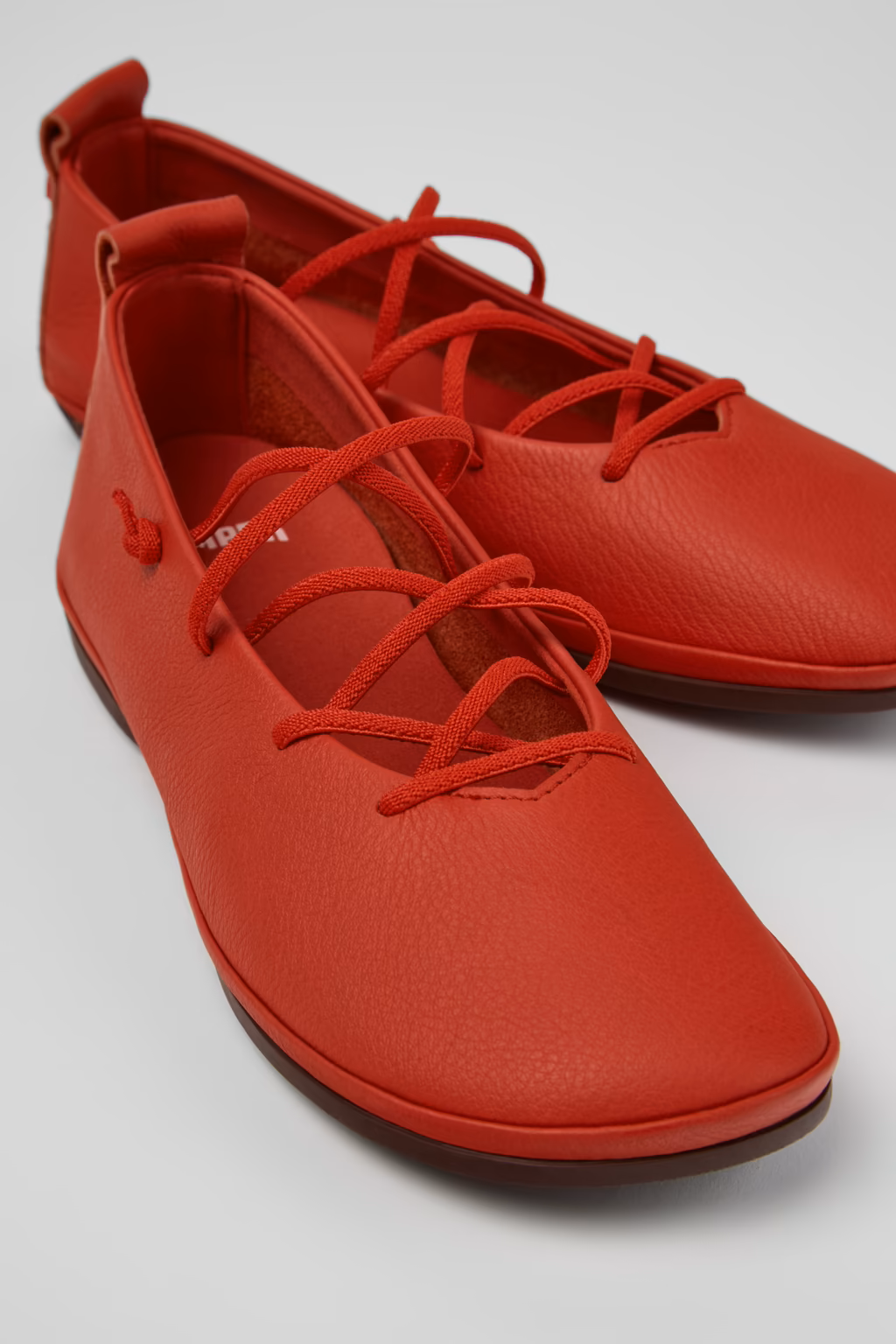 Camper Right Nina Red Leather Ballet Flat