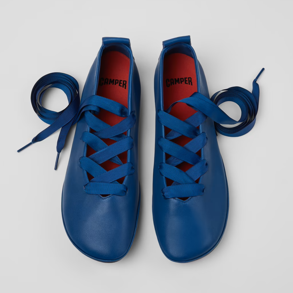 Camper Right Nina Blue Leather Ballet Flat