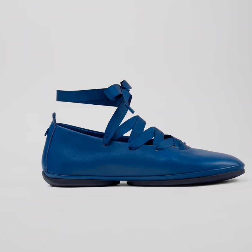 Camper Right Nina Blue Leather Ballet Flat