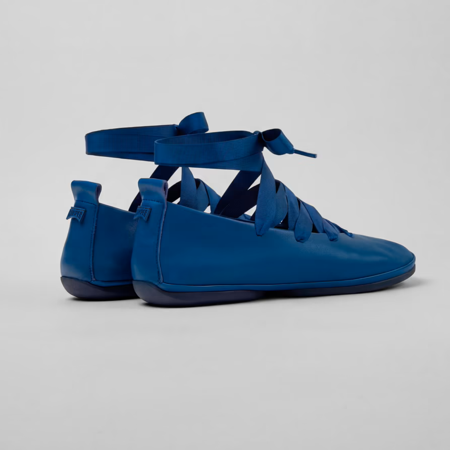 Camper Right Nina Blue Leather Ballet Flat
