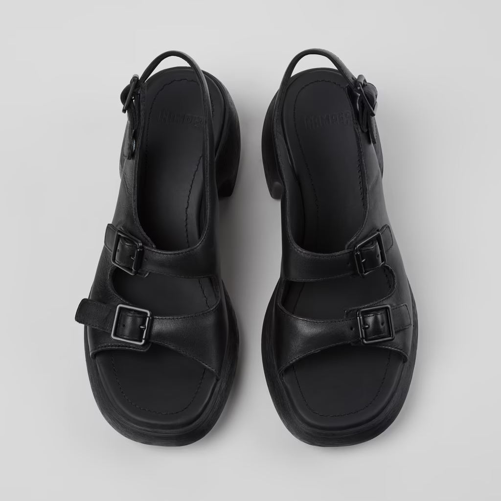 Camper Thelma Black Leather Sandals